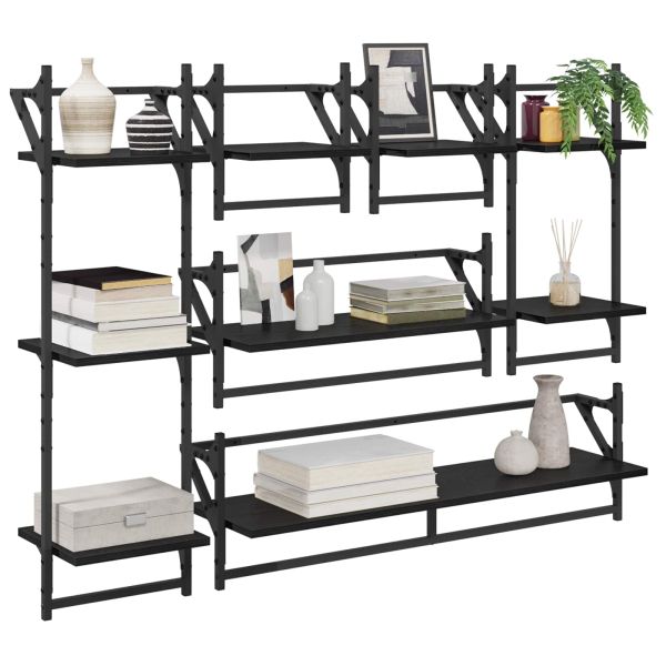 Комплект стенни рафтове 6 pcs Черния дъб 100 x 25 x 30 cm
