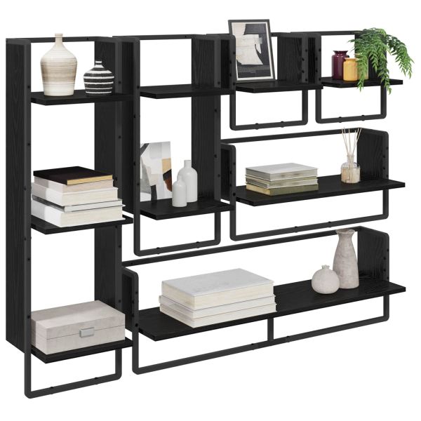 Комплект стенни рафтове 6 pcs Черния дъб 100 x 25 x 30 cm