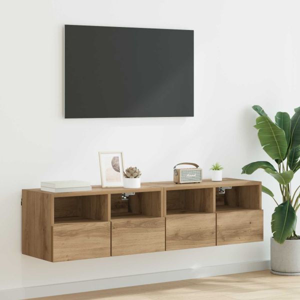 Кабинети за телевизор на стената 2 pcs Дъб 60 x 30 x 30 cm