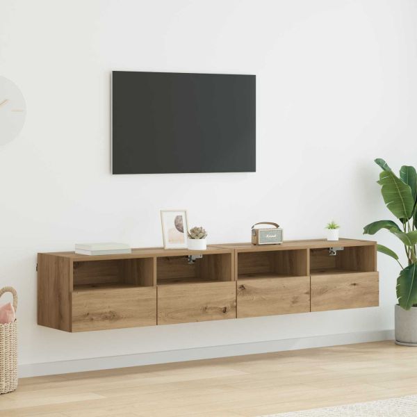 Кабинети за телевизор на стената 2 pcs Дъб 80 x 30 x 30 см