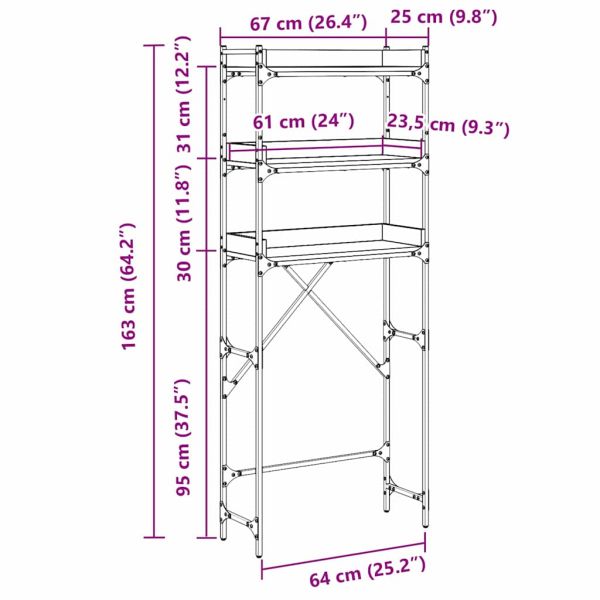 Етажерка за перална машина Дъб 67 x 25 x 163 см Инженерно дърво