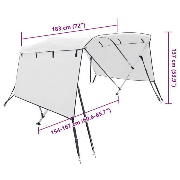 Тента за лодка с 3 дъги странични стени 183x(154-167)x137 см
