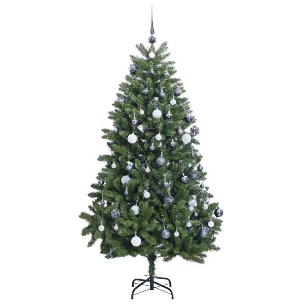 Изкуствена коледна елха с шарнири, 300 LED и топки, 300 см