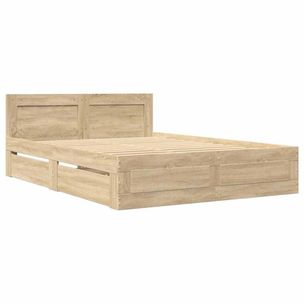 Рамка за легло 2 pcs Сонома 137 x 188 см Инженерно дърво