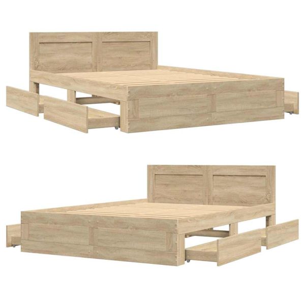 Рамка за легло 2 pcs Сонома 137 x 188 см Инженерно дърво