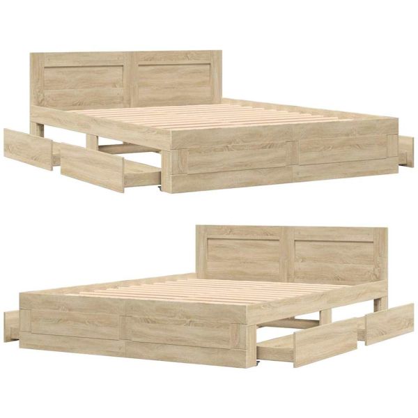 Рамка за легло 2 pcs Сонома 153 x 203 см Инженерно дърво