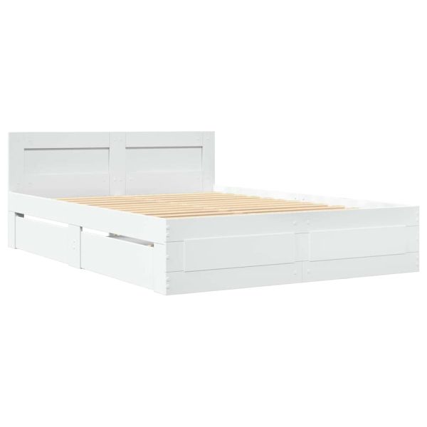 Рамка за легло с таблото 2 pcs Бял 137 x 188 см Инженерно дърво