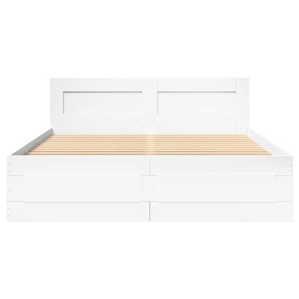 Рамка за легло с таблото 2 pcs Бял 137 x 188 см Инженерно дърво