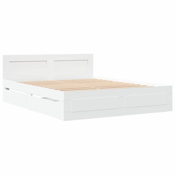 Рамка за легло с таблото 2 pcs Бял 150 x 200 cm Инженерно дърво