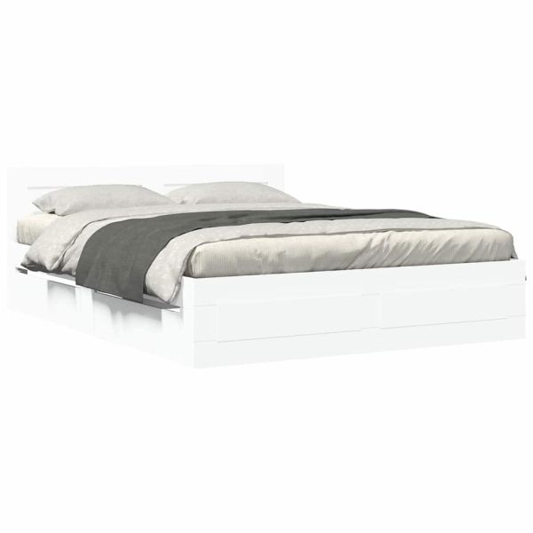 Рамка за легло с таблото 2 pcs Бял 150 x 200 cm Инженерно дърво