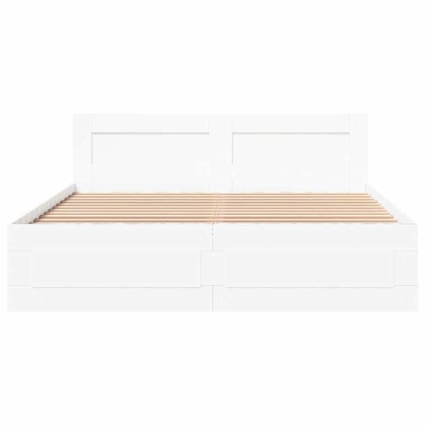 Рамка за легло с таблото 2 pcs Бял 150 x 200 cm Инженерно дърво