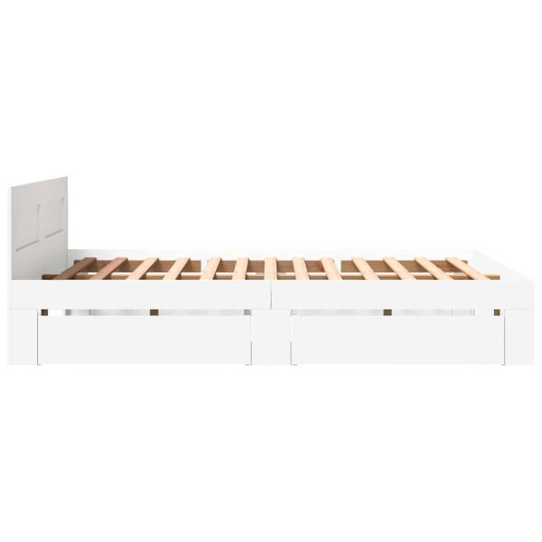 Рамка за легло с таблото 2 pcs Бял 150 x 200 cm Инженерно дърво
