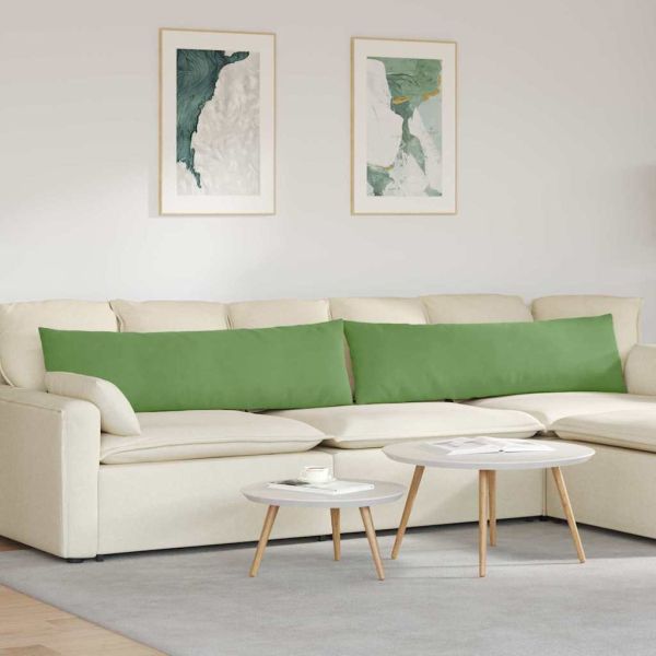 Диван възглавници 2 pcs Светлозелен 145 x 40 см Кордюрова тъкан