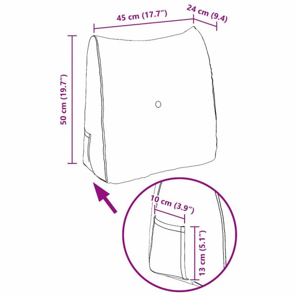 Възглавница за гръб Бяло 45 x 24 x 50 см текстил