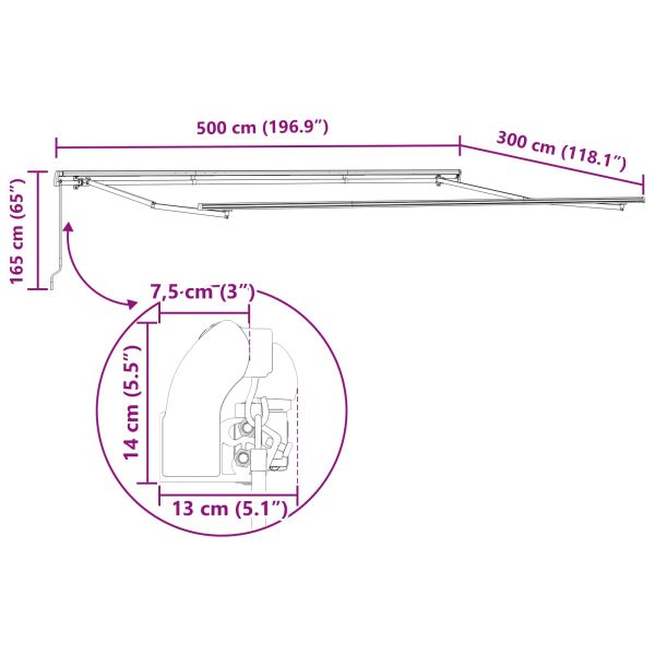 Сгъваем навес Многоцветен 500 × 300 cm Полиестер и стомана
