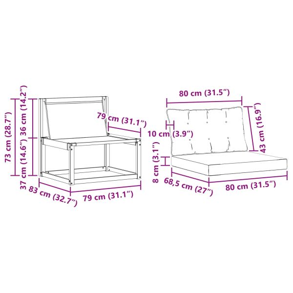 Комплект дивани за открито 3 pcs Натурален и Крема