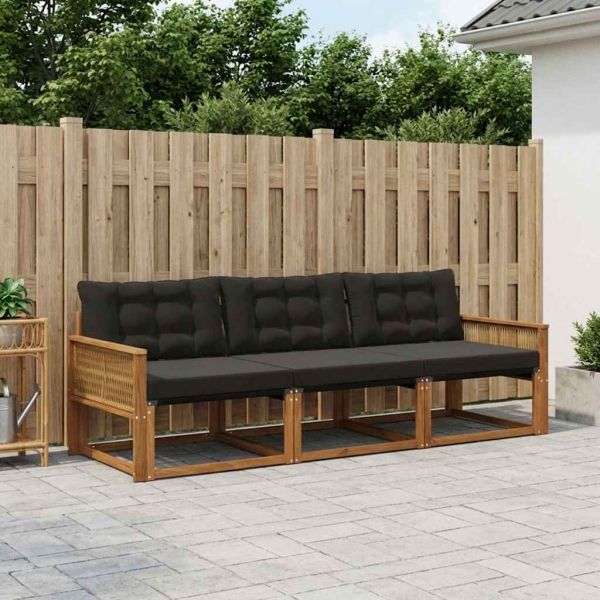 Комплект дивани за открито 3 pcs Естествено и черно