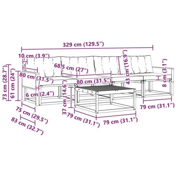 Комплект дивани за открито 5 pcs Естествено и черно