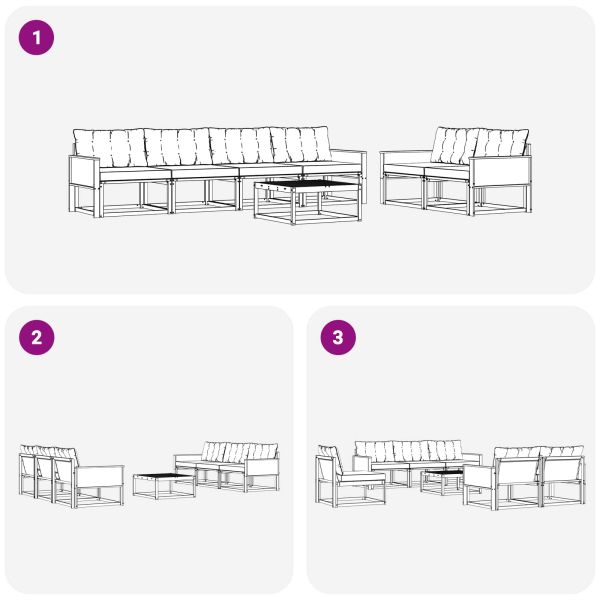 Комплект дивани за открито 7 pcs Натурално и светлосиво