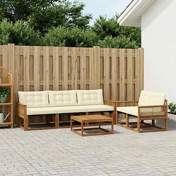 Комплект дивани за открито 7 pcs Натурален и Крема