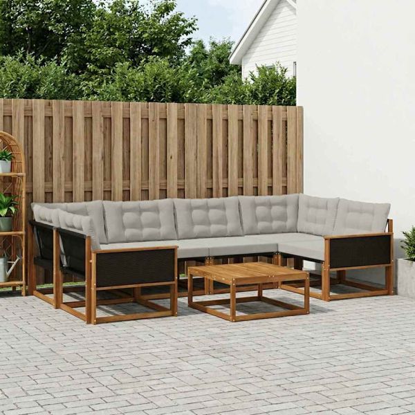 Комплект дивани за открито 7 pcs Натурално и светлосиво