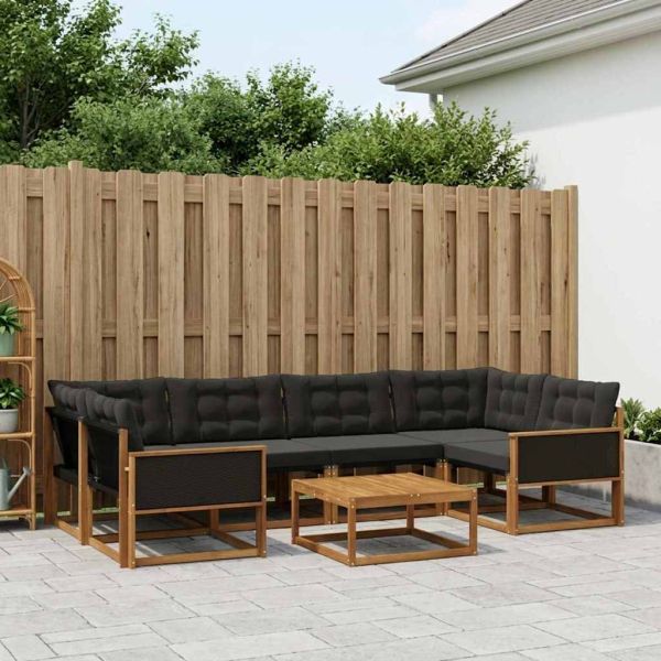 Комплект дивани за открито 7 pcs Естествено и черно