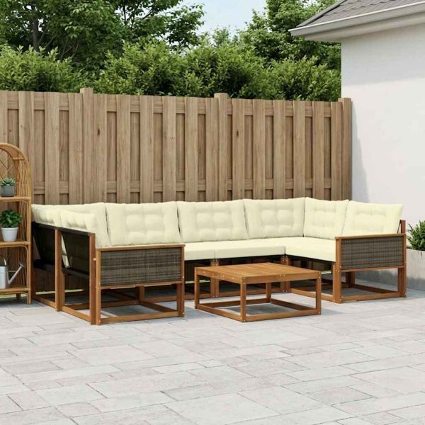 Комплект дивани за открито 7 pcs Натурален и Крема