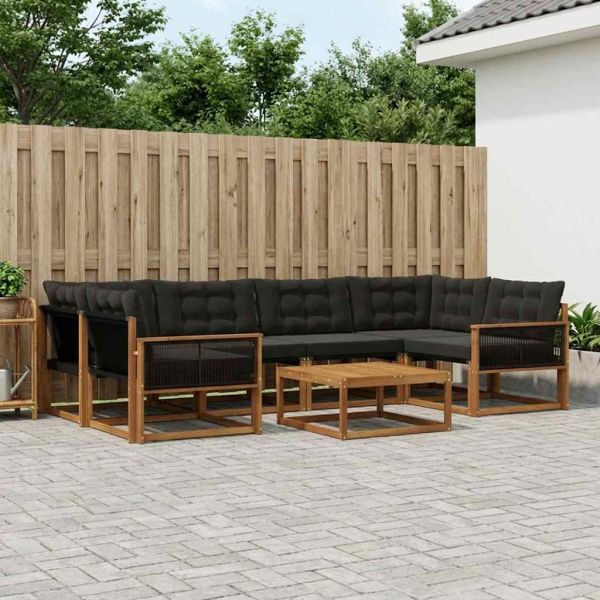 Комплект дивани за открито 7 pcs Естествено и черно