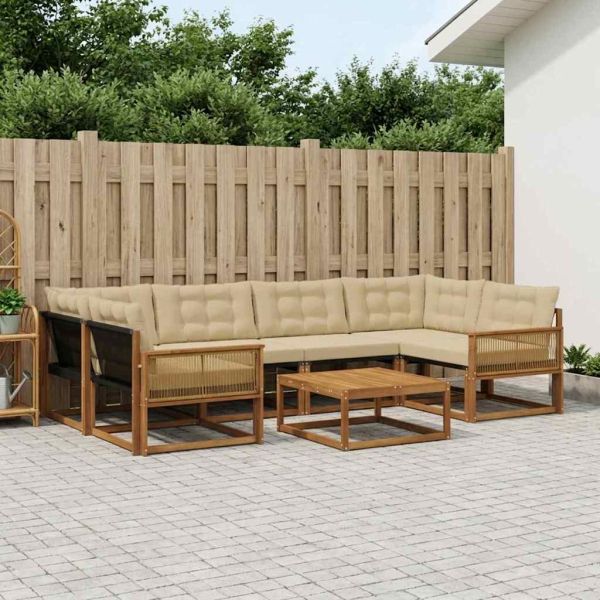 Комплект дивани за открито 7 pcs Натурален и Бежов