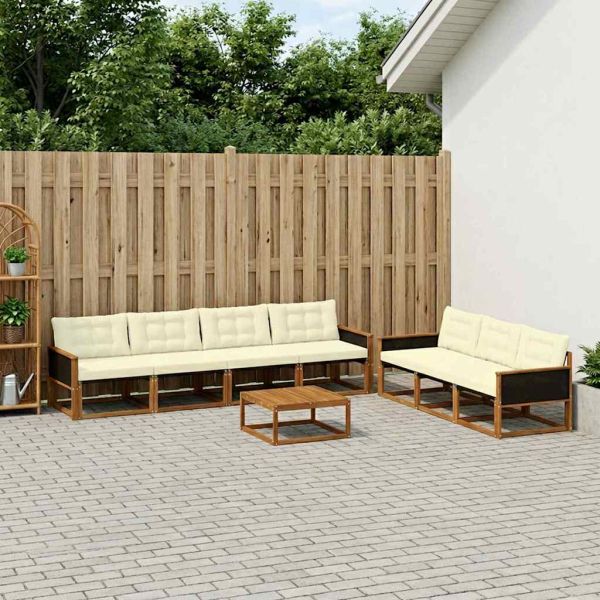 Комплект дивани за открито 8 pcs Натурален и Крема
