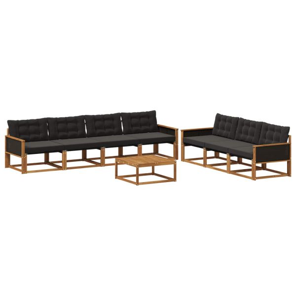 Комплект дивани за открито 8 pcs Естествено и черно