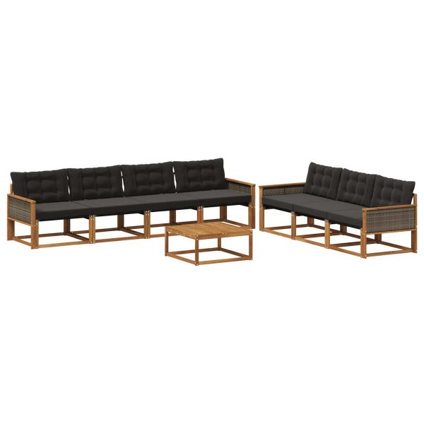 Комплект дивани за открито 8 pcs Естествено и черно
