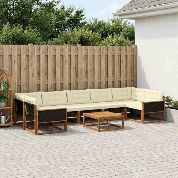 Комплект дивани за открито 8 pcs Натурален и Крема
