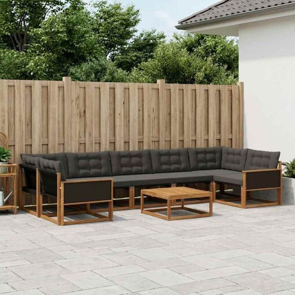 Комплект дивани за открито 8 pcs Естествено и черно