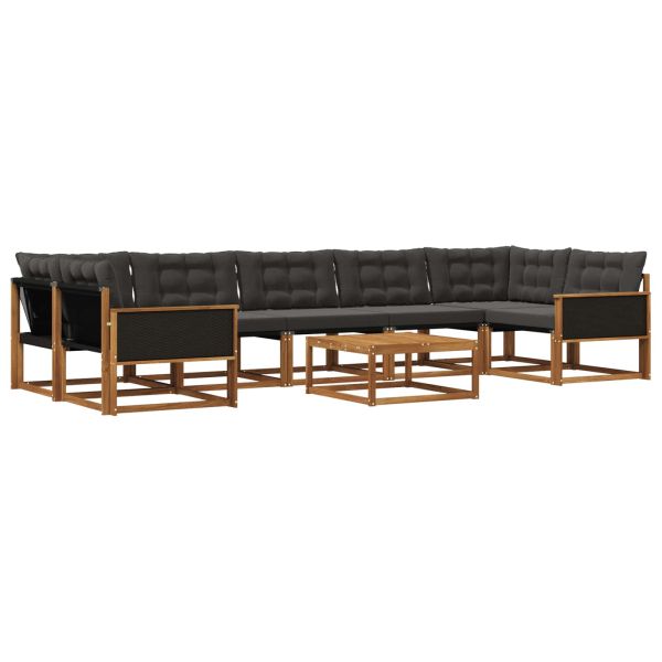 Комплект дивани за открито 8 pcs Естествено и черно