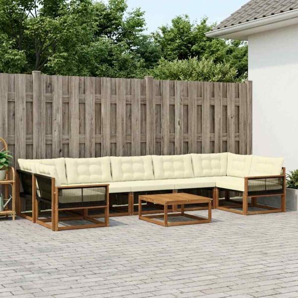 Комплект дивани за открито 8 pcs Натурален и Крема