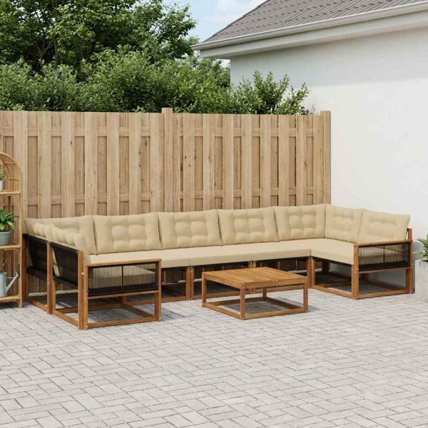Комплект дивани за открито 8 pcs Натурален и Бежов