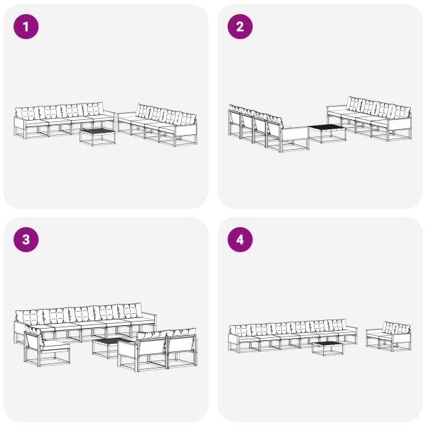 Комплект дивани за открито 9 pcs Естествено и черно