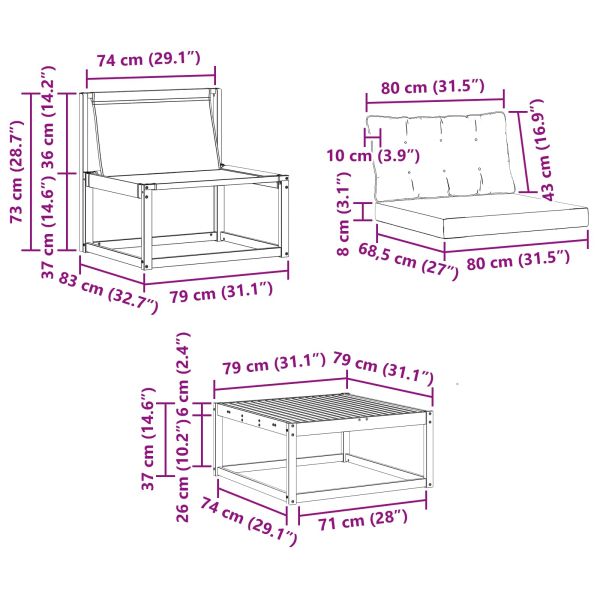 Комплект дивани за открито 9 pcs Естествено и черно
