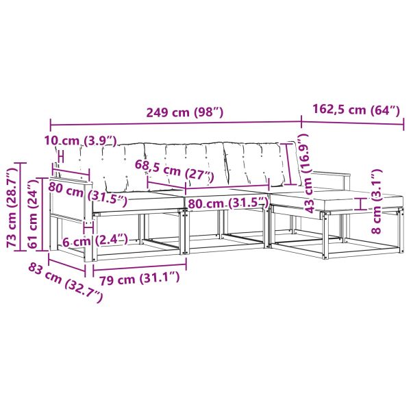 Комплект дивани за открито 4 pcs Естествено и черно