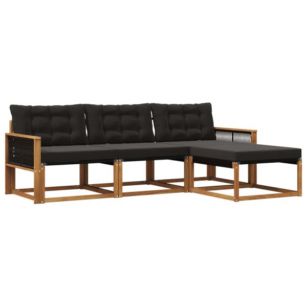 Комплект дивани за открито 4 pcs Естествено и черно