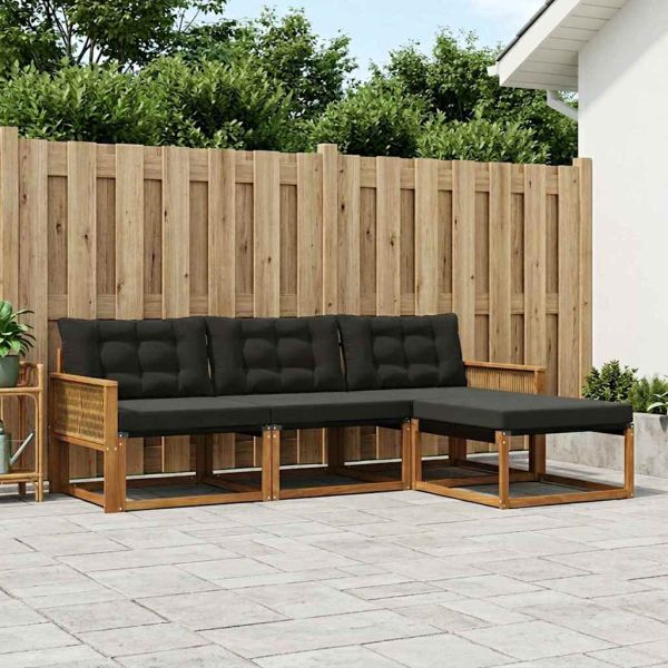 Комплект дивани за открито 4 pcs Естествено и черно