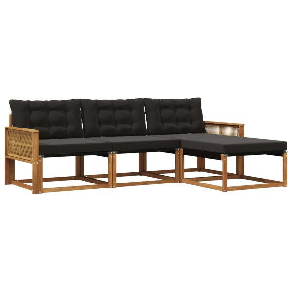 Комплект дивани за открито 4 pcs Естествено и черно