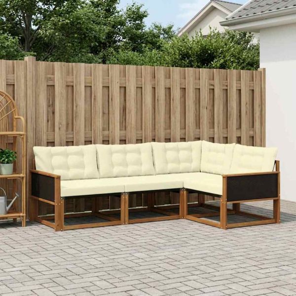 Комплект дивани за открито 4 pcs Натурален и Крема