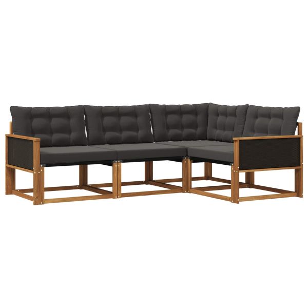 Комплект дивани за открито 4 pcs Естествено и черно