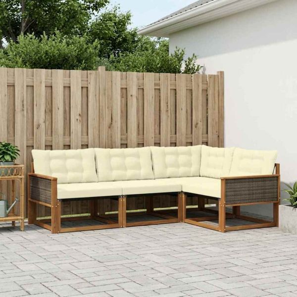 Комплект дивани за открито 4 pcs Натурален и Крема