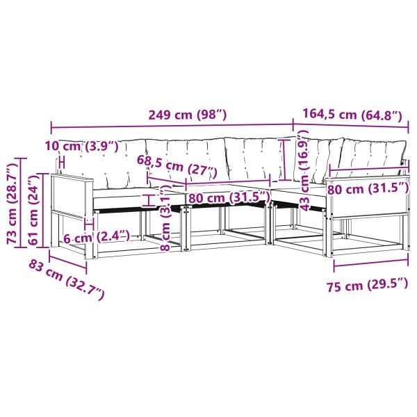 Комплект дивани за открито 4 pcs Натурален и Бежов