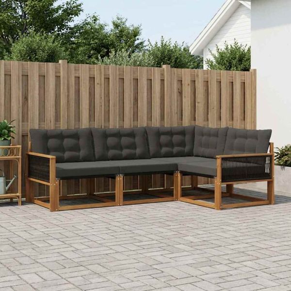 Комплект дивани за открито 4 pcs Естествено и черно