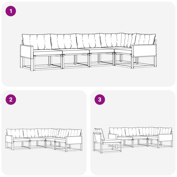 Комплект дивани за открито 5 pcs Натурален и Крема