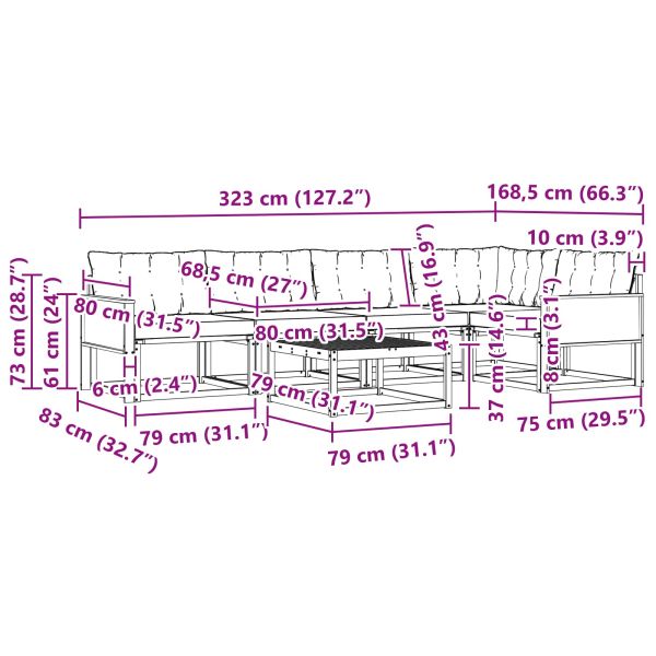 Комплект дивани за открито 6 pcs Натурален и Бежов